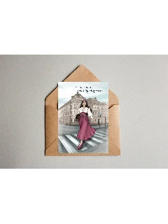 Татарская двухсторонняя открытка А6 с крафт-конвертом. Үзеңә ышан